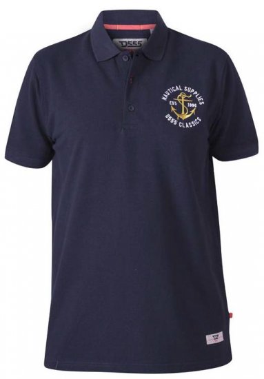 D555 Jefferson Short Sleeve Pique Polo Navy - Polo marškinėliai - Polo marškinėliai - 2XL-8XL