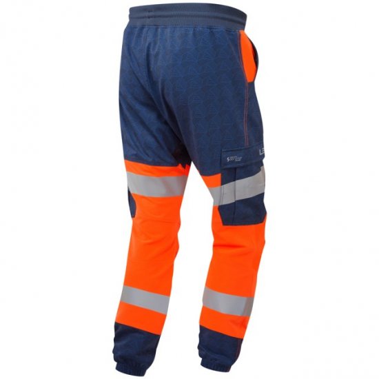 Leo Hawkridge Ecoviz High Performance 4X Stretch Trouser Hi-Vis Orange/Navy Print - Darbo drabužiai - Darbo drabužiai - 3XL-10XL