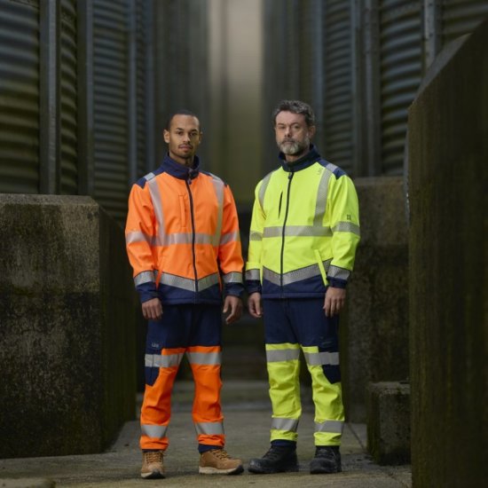 Leo Hawkridge Ecoviz High Performance 4X Stretch Trouser Hi-Vis Orange/Navy Print - Darbo drabužiai - Darbo drabužiai - 3XL-10XL