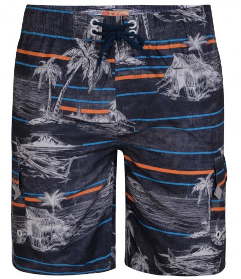 Kam Jeans Palm Print Swim Shorts Charcoal - Apatinis trikotažas ir plaukimo apranga - Apatinis trikotažas - 2XL-8XL