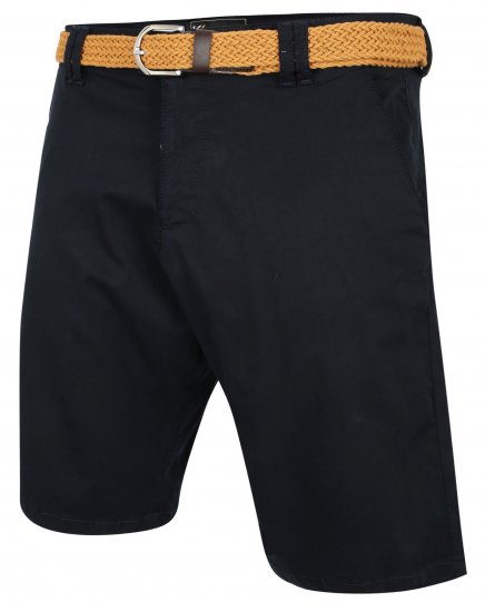 Kam Jeans 3401 Belted Oxford Stretch Chino Shorts Navy - Šortai - Šortai - W40-W60