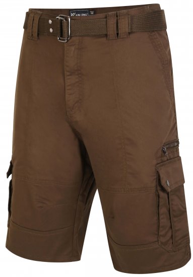 Kam Jeans 343 Cargo Stretch Shorts with Belt Khaki - Šortai - Šortai - W40-W60