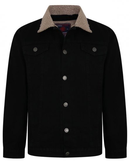 Kam Jeans 406 Sherpa Lined Denim Jacket Black - Didelės vyriškos striukės - Didelės vyriškos striukės