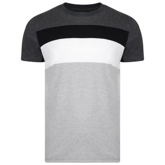 Kam Jeans 5231 Cut and Sew T-shirt Grey - Marškinėliai - Marškinėliai - 2XL-14XL