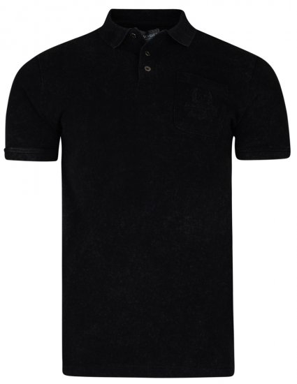 Kam Jeans 5232 Acid Wash Polo Black - Polo marškinėliai - Polo marškinėliai - 2XL-8XL