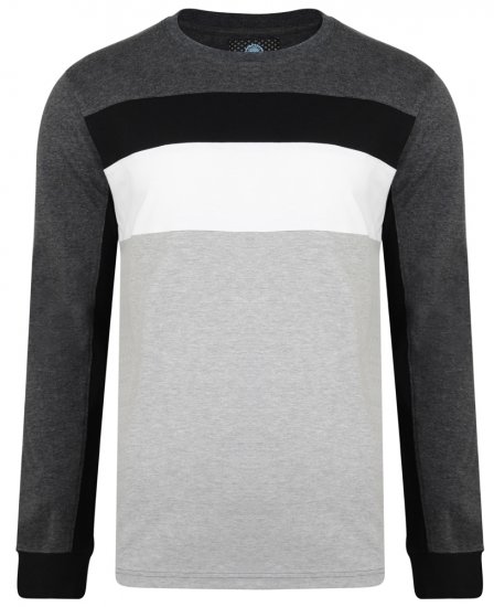 Kam Jeans 5240 Cut and Sew Long Sleeve T-shirt Grey - Marškinėliai - Marškinėliai - 2XL-14XL