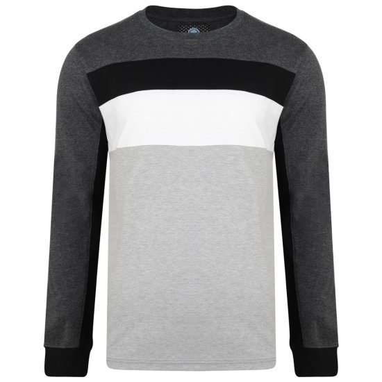 Kam Jeans 5240 Cut and Sew Long Sleeve T-shirt Grey - Marškinėliai - Marškinėliai - 2XL-14XL