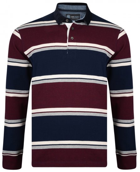 Kam Jeans 5242 Long Sleeve Polo Burgundy - Polo marškinėliai - Polo marškinėliai - 2XL-8XL