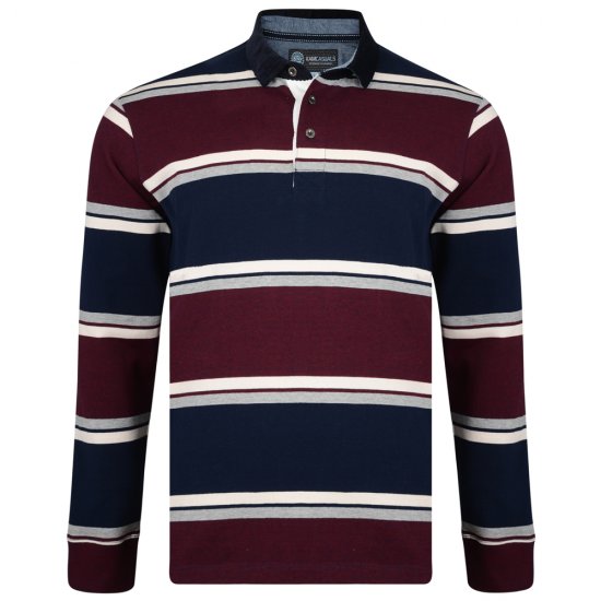 Kam Jeans 5242 Long Sleeve Polo Burgundy - Polo marškinėliai - Polo marškinėliai - 2XL-8XL