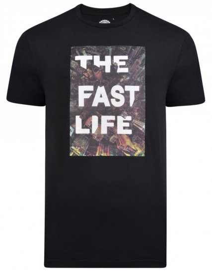 Kam Jeans 5258 Fast Life T-Shirt Black - Marškinėliai - Marškinėliai - 2XL-14XL