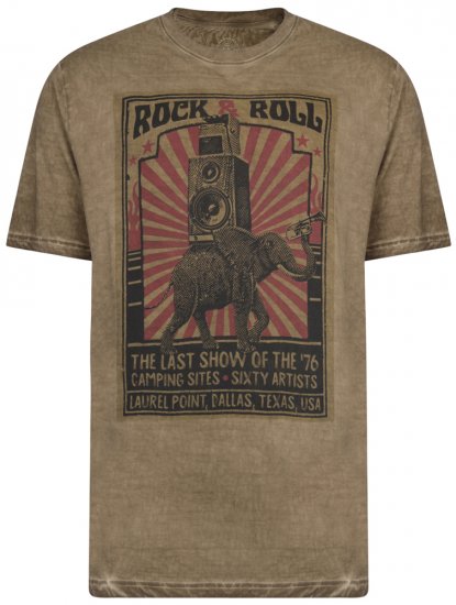 Kam Jeans 5282 Slub Wash T-shirt Olive - Marškinėliai - Marškinėliai - 2XL-14XL