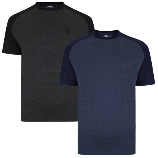 Kam Jeans 5314 Raglan T-Shirt Charcoal/Insignia Twin Pack - Marškinėliai - Marškinėliai - 2XL-14XL