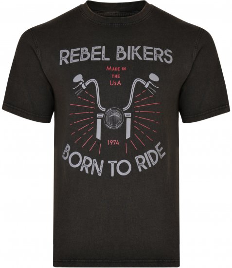 Kam Jeans 5319 Rebel Bikers T-shirt Black - Marškinėliai - Marškinėliai - 2XL-14XL
