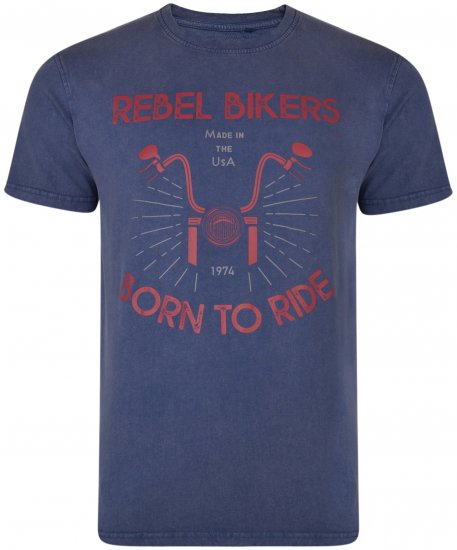 Kam Jeans 5319 Rebel Bikers T-shirt Indigo Blue - Marškinėliai - Marškinėliai - 2XL-14XL
