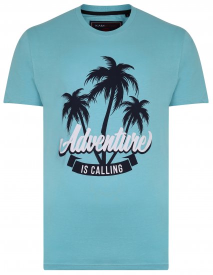 Kam Jeans 5332 Adventure T-Shirt Aqua - Marškinėliai - Marškinėliai - 2XL-14XL