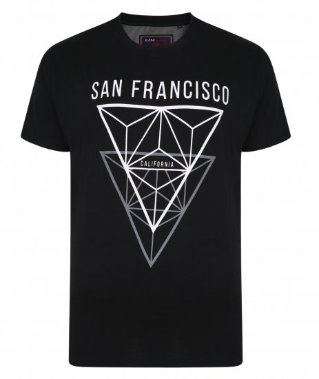 Kam Jeans 5334 San Fransisco Tee Black - Marškinėliai - Marškinėliai - 2XL-14XL