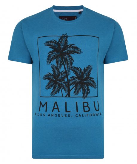 Kam Jeans Malibu Crew Neck Tee Turk Blue - Marškinėliai - Marškinėliai - 2XL-14XL