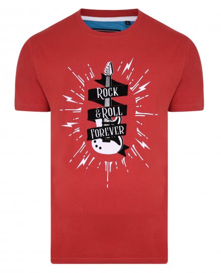 Kam Jeans 5337 Rock & Roll Tee Red - Marškinėliai - Marškinėliai - 2XL-14XL