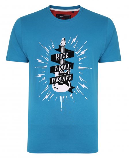 Kam Jeans 5337 Rock & Roll Tee Blue - Marškinėliai - Marškinėliai - 2XL-14XL
