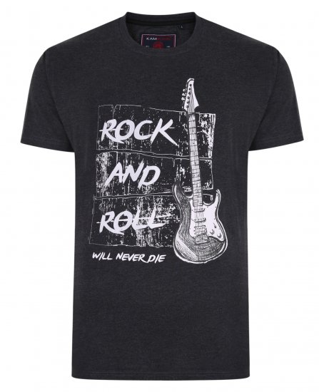 Kam Jeans 5338 Rock And Roll Tee Charcoal - Marškinėliai - Marškinėliai - 2XL-14XL