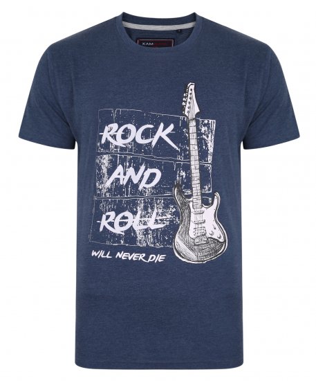 Kam Jeans 5338 Rock And Roll Tee Blue - Marškinėliai - Marškinėliai - 2XL-8XL