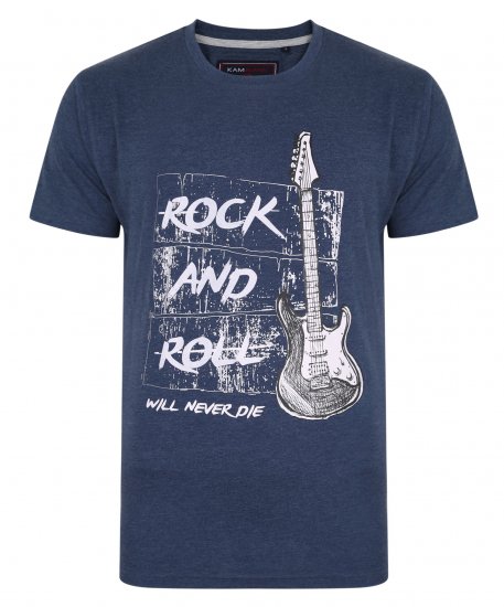 Kam Jeans 5338 Rock And Roll Tee Blue - Marškinėliai - Marškinėliai - 2XL-14XL