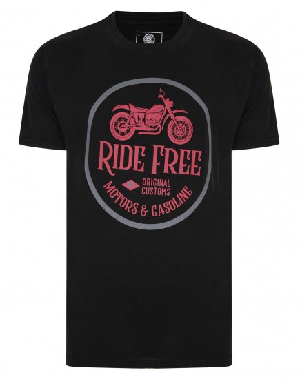 Kam Jeans Ride Free Crew Neck T-Shirt Black - Marškinėliai - Marškinėliai - 2XL-14XL