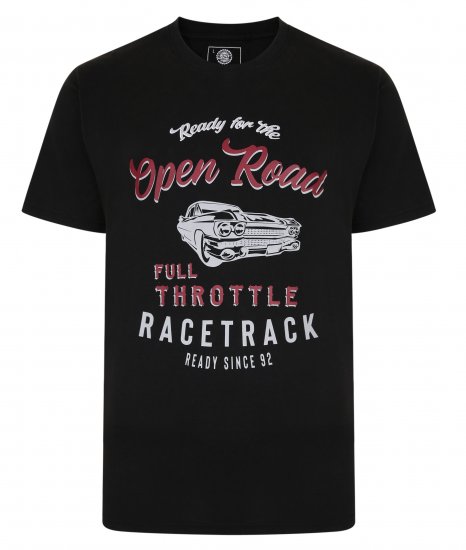 Kam Jeans 5342 Open Road Tee Black - Marškinėliai - Marškinėliai - 2XL-14XL