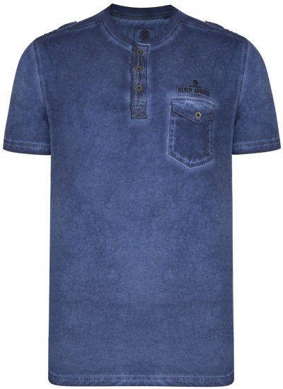 Kam Jeans 5343 Grandad collar T-shirt Indigo - Marškinėliai - Marškinėliai - 2XL-14XL