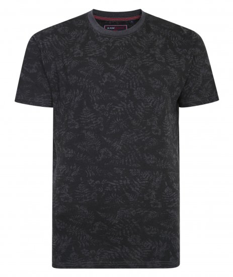 Kam Jeans 5345 Leaf Tee Charcoal - Marškinėliai - Marškinėliai - 2XL-14XL