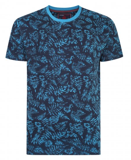 Kam Jeans 5345 Leaf Tee Blue - Marškinėliai - Marškinėliai - 2XL-14XL