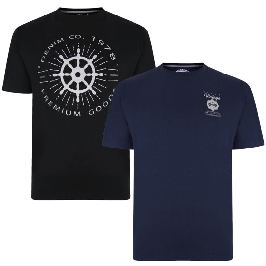 Kam Jeans 5348 T-shirt Vintage/Denim Twin Pack - Marškinėliai - Marškinėliai - 2XL-14XL