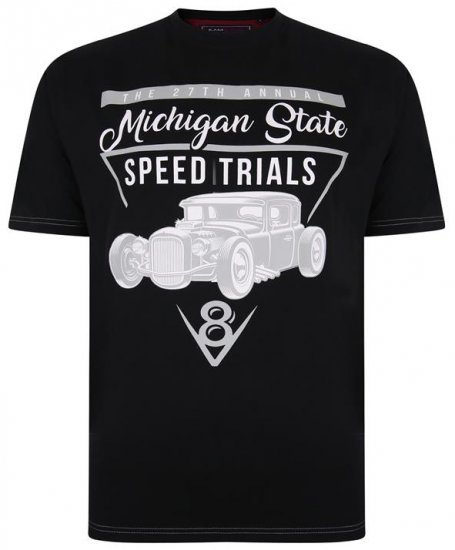 Kam Jeans 5352 Michigan State T-shirt Black - Marškinėliai - Marškinėliai - 2XL-14XL