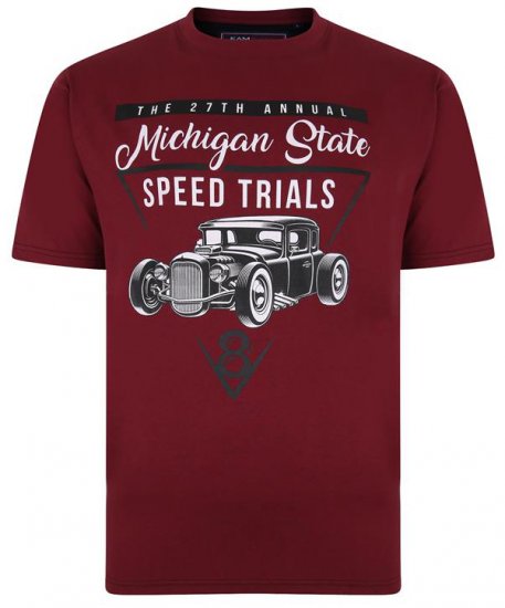 Kam Jeans 5352 Michigan State T-shirt Burgundy - Marškinėliai - Marškinėliai - 2XL-14XL