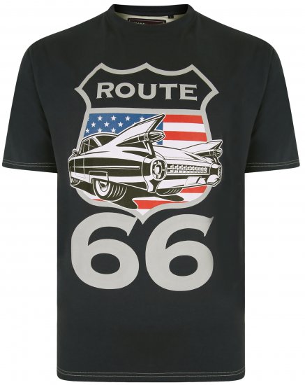 Kam Jeans 5353 Route 66 Print T-shirt Black - Marškinėliai - Marškinėliai - 2XL-14XL