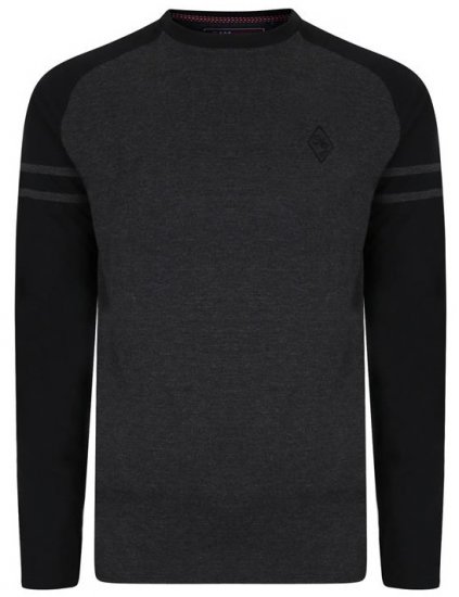 Kam Jeans 5359 LS Raglan Baseball Top Charcoal - Marškinėliai - Marškinėliai - 2XL-14XL