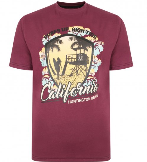 Kam Jeans 5368 California Print T-shirt Plum - Marškinėliai - Marškinėliai - 2XL-14XL