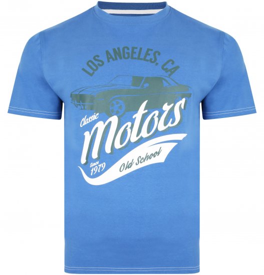 Kam Jeans 5369 Motors Print T-shirt Blue - Marškinėliai - Marškinėliai - 2XL-14XL