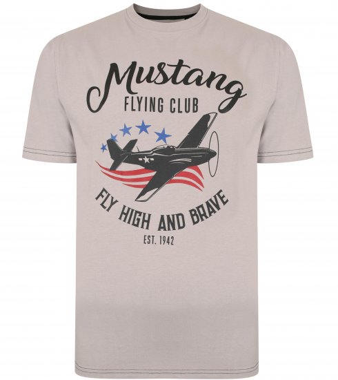 Kam Jeans Mustang Flying Club T-shirt Ash - Marškinėliai - Marškinėliai - 2XL-14XL