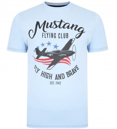 Kam Jeans Mustang Flying Club T-shirt Sky - Marškinėliai - Marškinėliai - 2XL-14XL