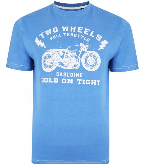 Kam Jeans 5371 Motorbike Print T-shirt Blue - Marškinėliai - Marškinėliai - 2XL-14XL