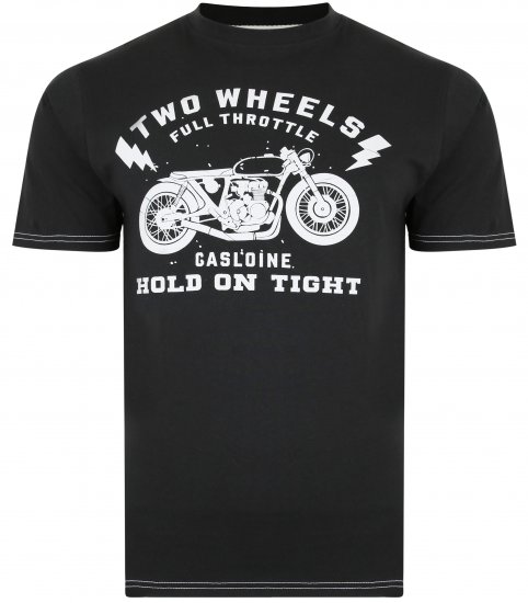 Kam Jeans 5371 Motorbike Print T-shirt Black - Marškinėliai - Marškinėliai - 2XL-14XL