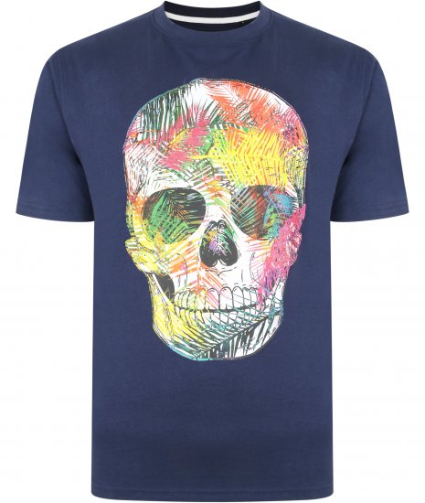 Kam Jeans 5375 Coloured Skull Print T-shirt Navy - Marškinėliai - Marškinėliai - 2XL-14XL