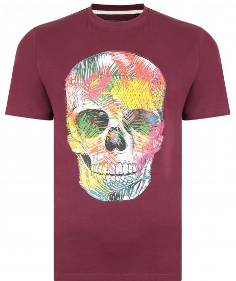 Kam Jeans 5375 Coloured Skull Print T-shirt Plum - Marškinėliai - Marškinėliai - 2XL-14XL