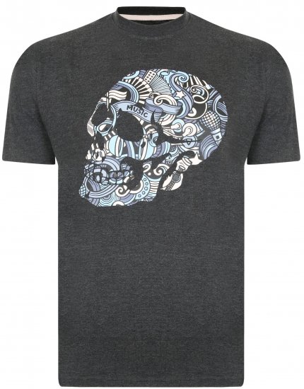 Kam Jeans 5376 Music Skull Print Tee Charcoal - Marškinėliai - Marškinėliai - 2XL-14XL