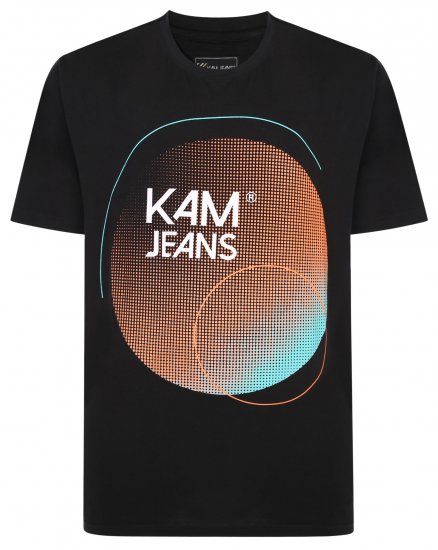Kam Jeans 5383 Kam Logo Printed Tee Black - Marškinėliai - Marškinėliai - 2XL-14XL