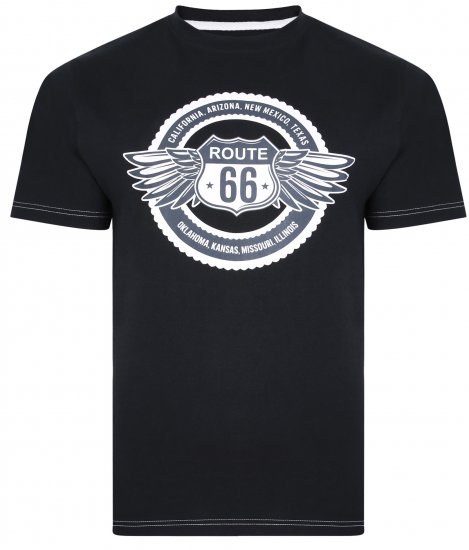 Kam Jeans 5388 Route 66 T-Shirt Black - Marškinėliai - Marškinėliai - 2XL-14XL