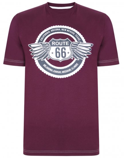 Kam Jeans 5388 Route 66 T-Shirt Purple - Marškinėliai - Marškinėliai - 2XL-14XL