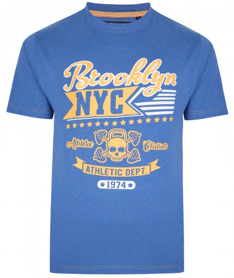 Kam Jeans 5389 Brooklyn NYC T-Shirt Blue - Marškinėliai - Marškinėliai - 2XL-14XL