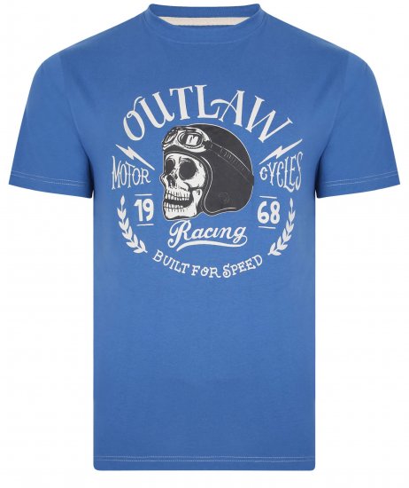 Kam Jeans 5391 Outlaws Skull Print T-Shirt Blue - Marškinėliai - Marškinėliai - 2XL-14XL